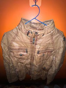 Brown Faux Leather Motorcycle Jacket