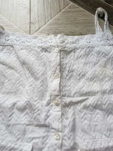 White Lace Trim Tank Top