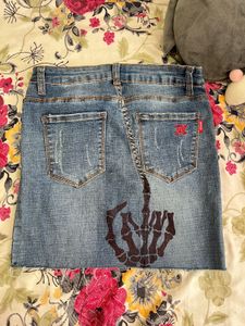 Distressed Denim Mini Skirt