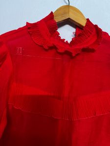 Red Bishop Sleeve Blouse