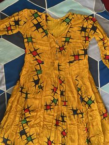 Yellow Printed Kurti