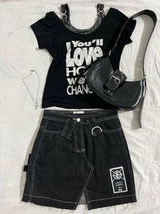 Black Denim Skirt