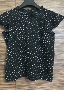 Polka Dot Ruffle Sleeve Top