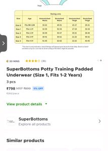 SuperBottoms Potty Training Pants (Size 1)