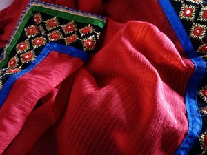 Elegant Black And Red Saree