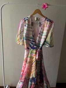 Hope &amp; Ivy Leah Flutter Sleeve Maxi Wrap Dress