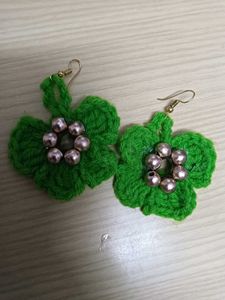 Handmade Crocheted Leaf Earrings