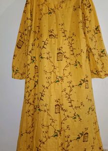Vintage Yellow Birdcage Print Dress