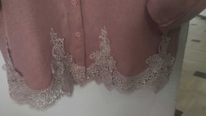 Blush Lace Trimmed Button-Up❤️