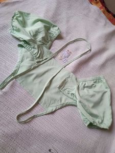 Mint Green Puff Sleeve Crop Top