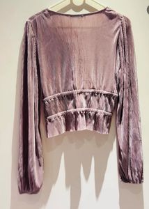 Zara Mauve Pleated Crop Top