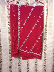 ❤️ Elegant Red Stone Work Saree – Premium Party &