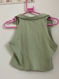 Sage Green Crop Top Ribbed