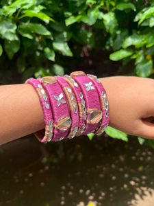 Pink Embellished Bangles