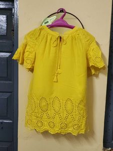 Yellow Color Cut Work Top