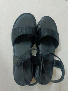 Black Wedge Sandals