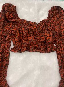 Women&#39;s Black Orange Top