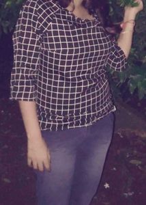Black White Crepe Top