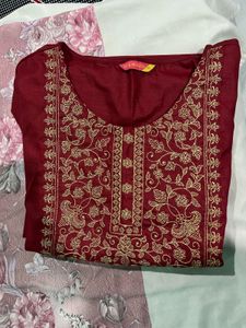 Maroon Embroidered Kurta Set