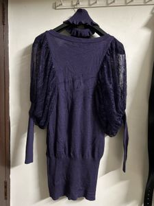 Stylish Purple Lace Sleeve Top