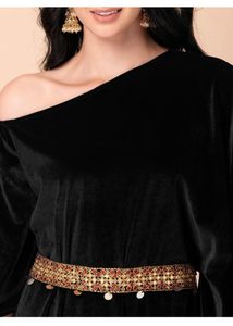 Beautiful Indya Velvet Cotton Kurta Set With Belt