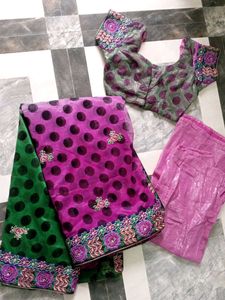 Elegant Green & Purple Saree