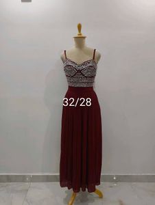 Maroon Embellished Gown