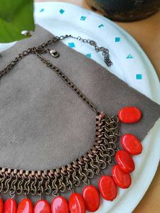 Boho Red Bead Necklace