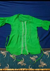 Green Button-Down Shirt Themed Top