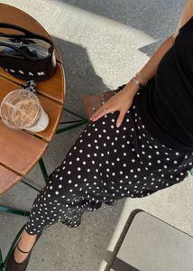 Vintage Trendy 2025 Polka Dot Midi Skirt