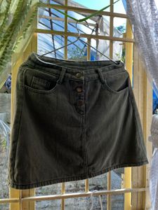 Olive Green Denim Skirt