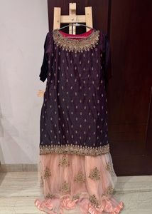 Designer Hand Embroidered Kurta With Lehngha