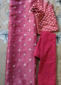 Party wear saree in rose pink colour