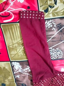 Maroon Flared Frock Pant With Dupatta..