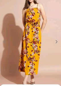 Dressberry Mustard Yellow Floral Maxi Dress