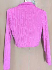 Pink Cropped Button-Up