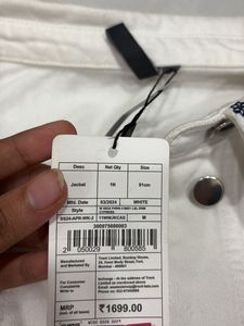 Embroidered White Denim Jacket
