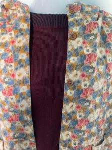 Floral Print Open Front Coat