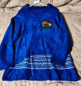 Blue Floral Embroidered Sweater