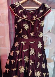 Women's Beautiful Velvet Gown (Brown Colour)