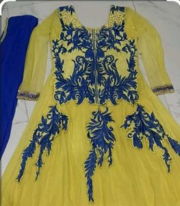 Karisma Kapoor Inspired Yellow-Blue Designer Gown