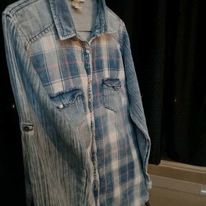 Denim Plaid Shirt (Unisex)