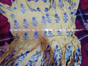 Party Wear Ghera  FlowarPrinted Anarkali Kurti Set