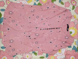 Pink Floral Print Tunic Top