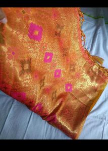 Yellow Banarasi Silk Saree For Haldi Ceremony