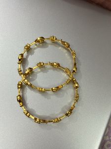 2.6 Gold Polish Set Of Two Bangles American Diamon