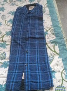 Blue and Black Plaid Button-Down Shirt