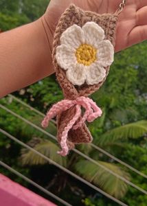 Crochet Daisy Flower Bouquet Keychain