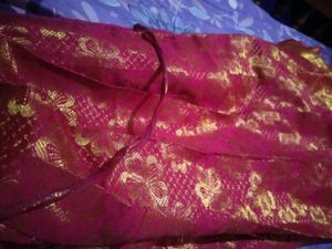 traditional Pink &amp; Gold Floral Skirt With Top
