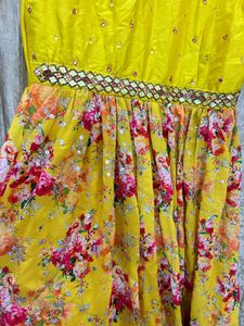 Yellow Floral Anarkali Dress